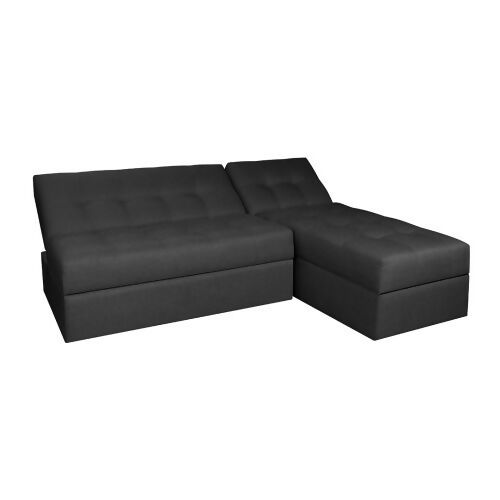 SOFA CAMA ANGELA EN L CON BRAZOS TELA GRIS OSCURO