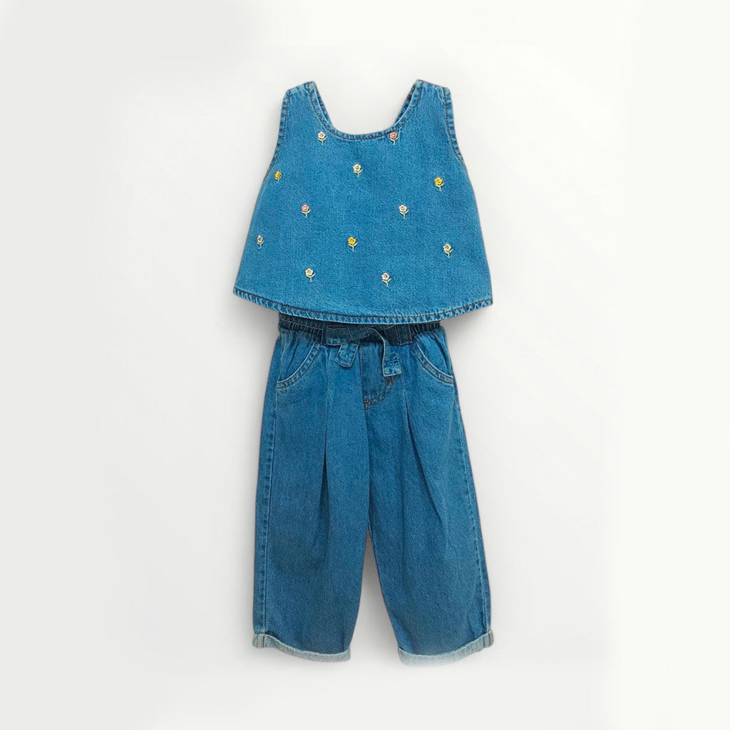 61942 CONJUNTO NIÑA BEBÉ - DENIM BORDADO