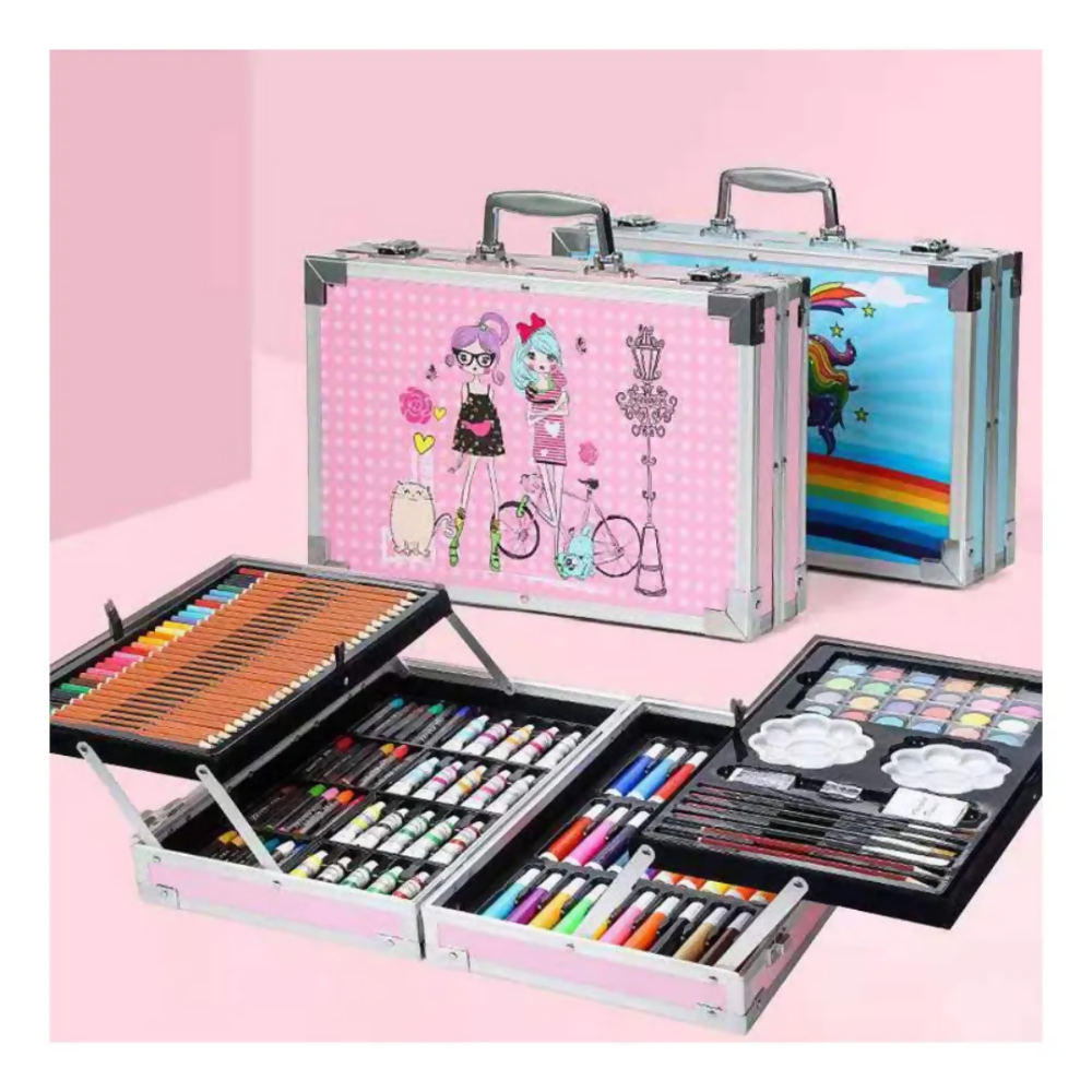 SET DE ARTES PROFESIONAL PARA NIÑOS KIT DE PINTURA 145 PCS AZUL