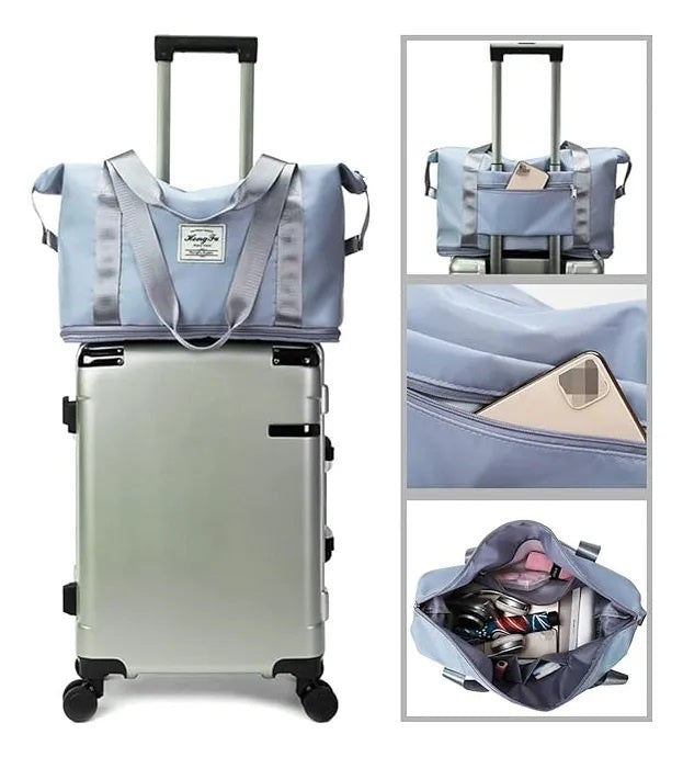 BOLSA DE VIAJE PLEGABLE EXPANDIBLE REPELENTE AL AGUA SECA