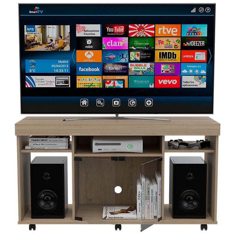 MESA PARA TV VELMONTE, BEIGE, CON ESPACIO PARA TELEVISOR DE HASTA 46 PULGADAS
