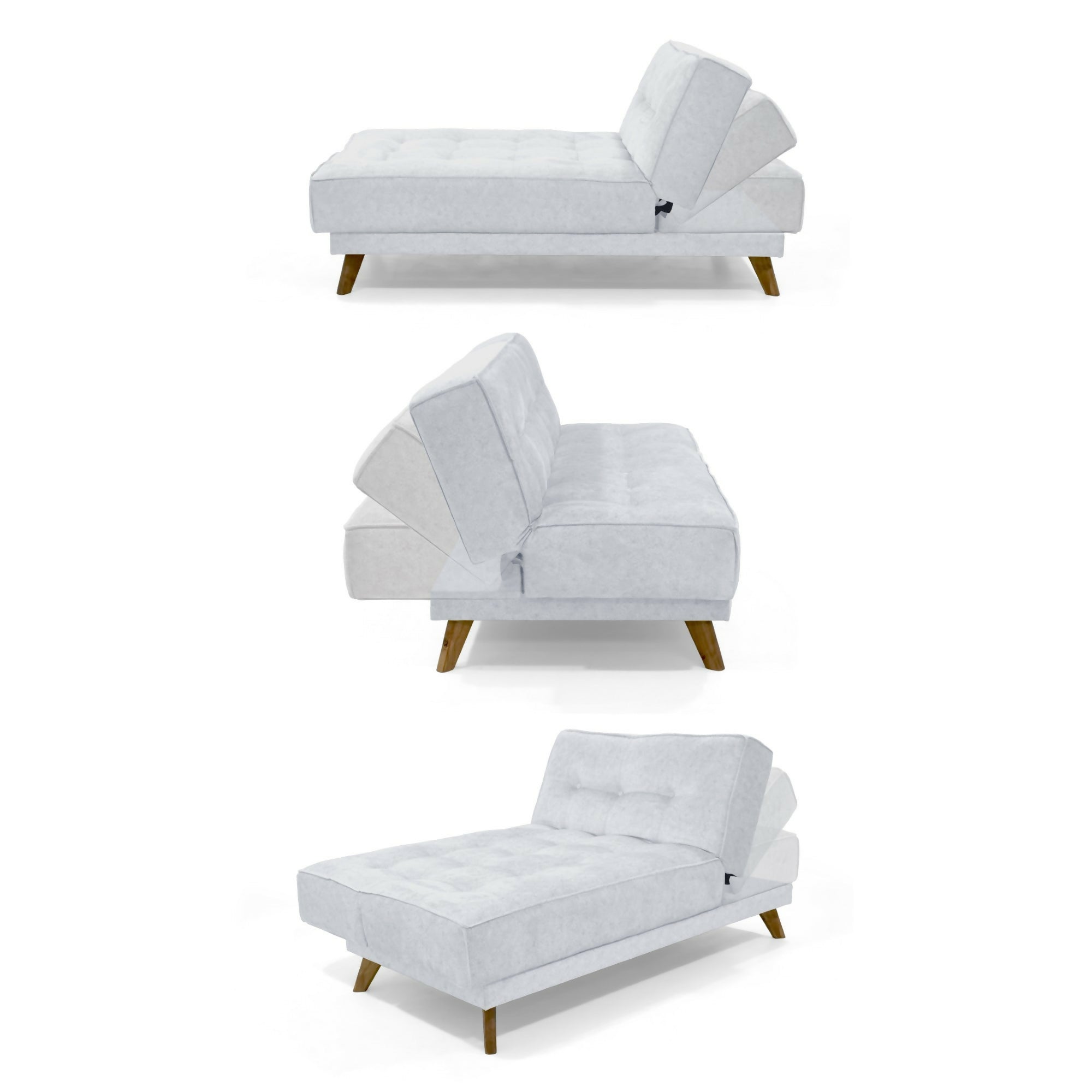 SOFA CAMA PETRA 177X89X83 RECLINABLE EN 5 POSICIONES TELA PLATA
