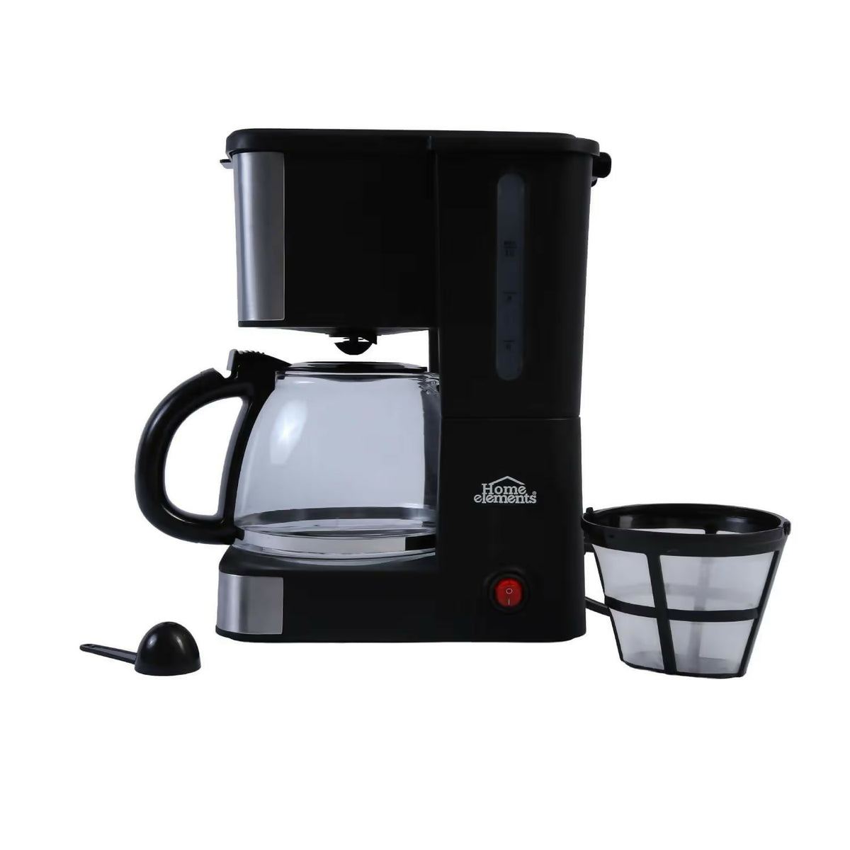 CAFETERA HOME ELEMENTS HECAI12N 12TZ JARRA DE VIDRIO 800W NEGRO