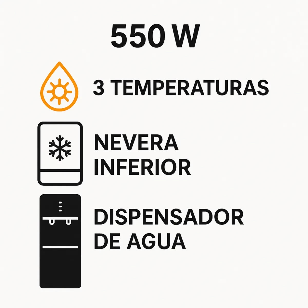 DISPENSADOR DE AGUA SOKANY CON NEVERA Y 3 TEMPERATURAS 550W