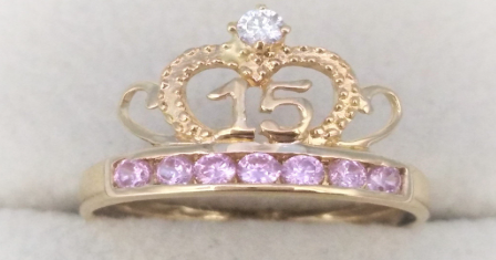 ANILLO CORONA CIRCONES ROSADOS