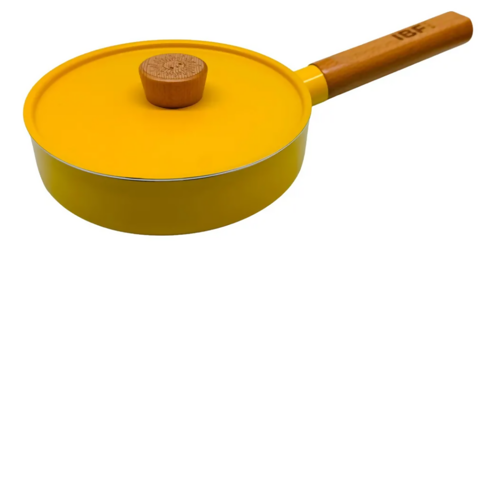 JUEGO DE SARTÉN Y OLLA CON TAPA DE 16 CM ANTIADHERENTE ACERO AMARILLO