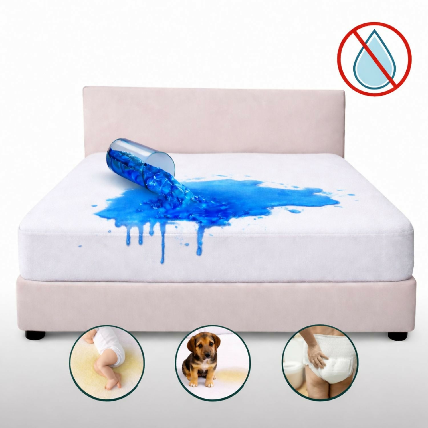 Protector colchón queen 100% impermeable antifluido terry 160x190cm