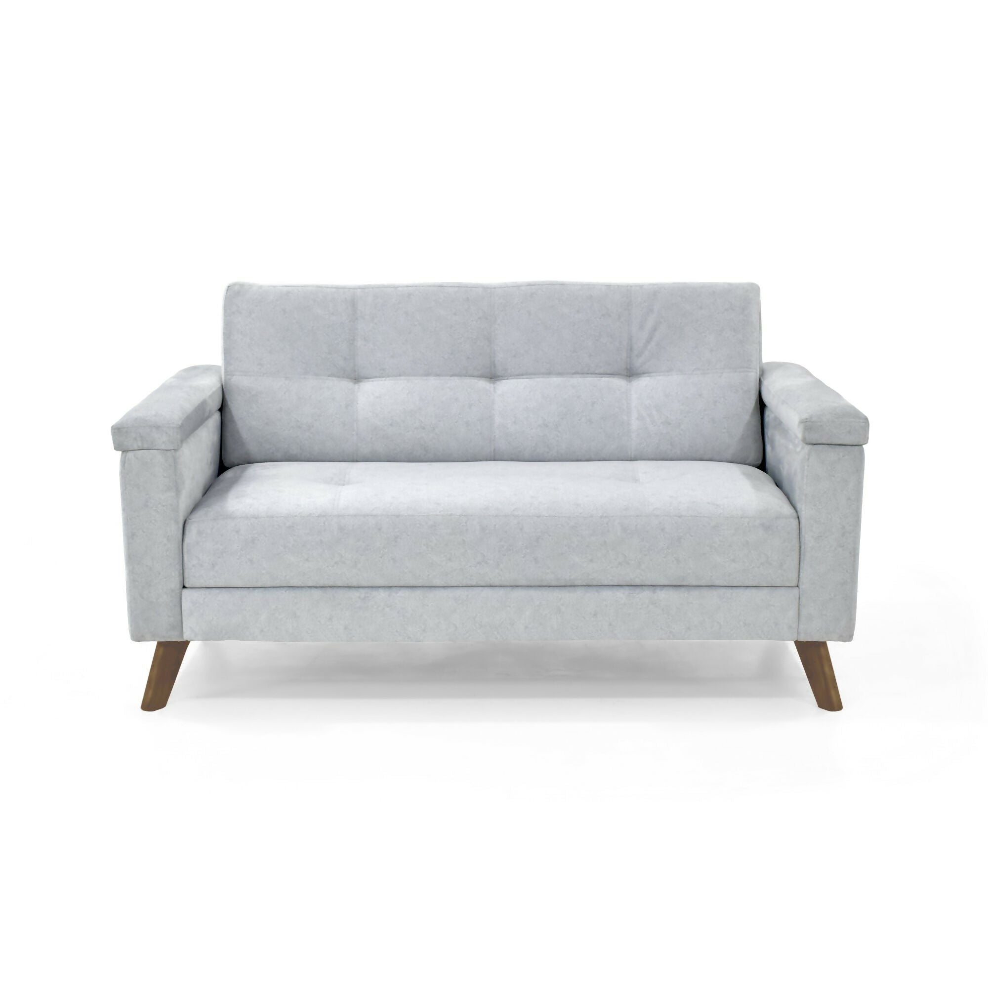 SOFA CARTER 2 PUESTOS 150X83X84 CON APOYA BRAZOS TELA PLATA