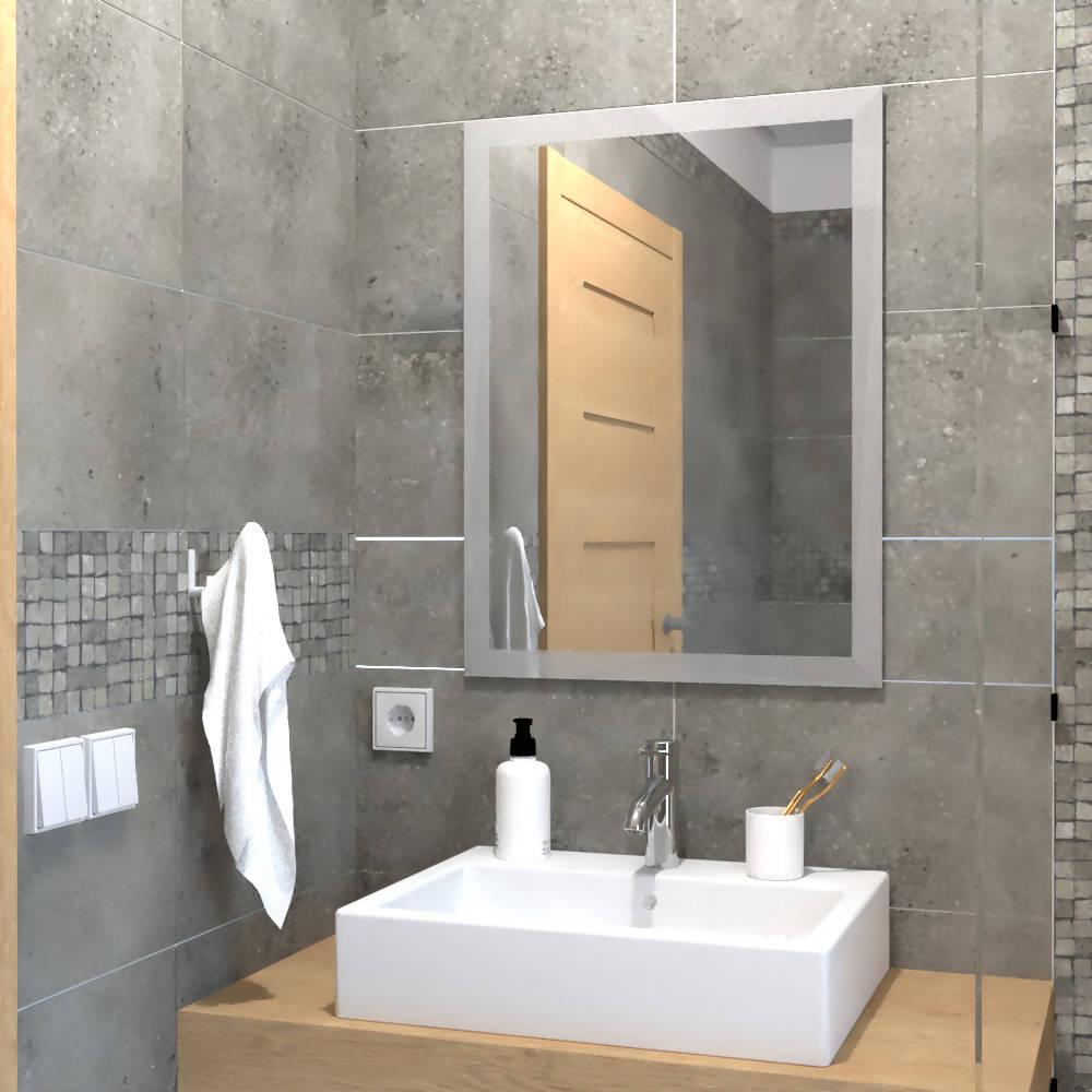 ESPEJO RECTANGULAR CATANIA, GRIS, CON DISEÑO EN SANDBLASTING