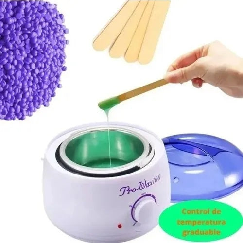 OLLA PARA CERA DEPILATORIA + CERA PERLAS +APLICADORES