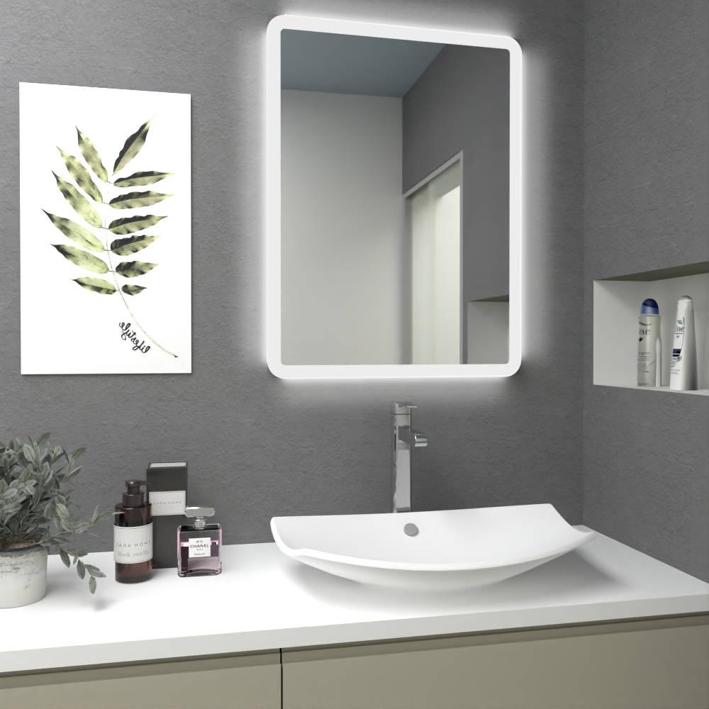 ESPEJO RECTANGULAR AREZZO, CON DISEÑO EN SANDBLASTING Y LUZ LED