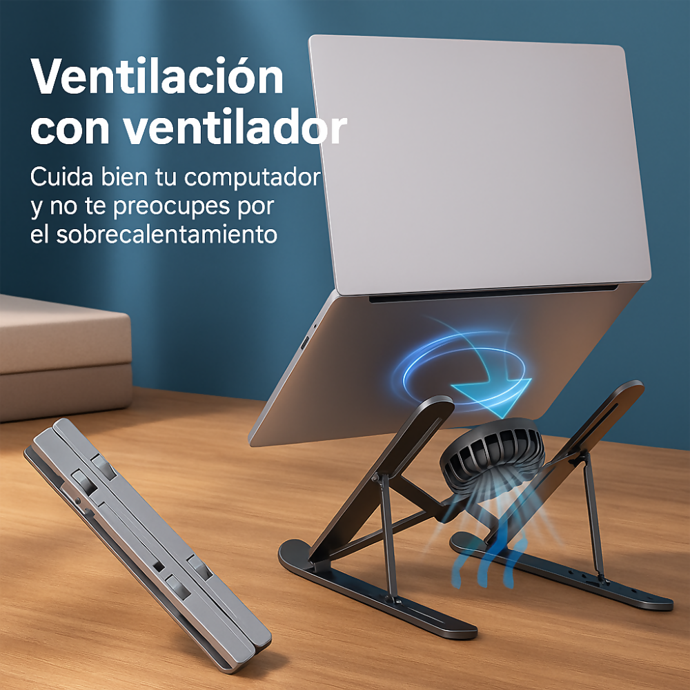 SOPORTE AJUSTABLE LAPTOP PORTÁTIL 1 VENTILADORES BASE PC NEGRO
