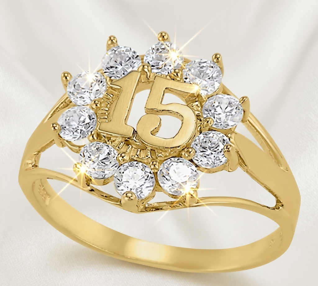ANILLO 15 AÑOS FLOR CON PIEDRAS