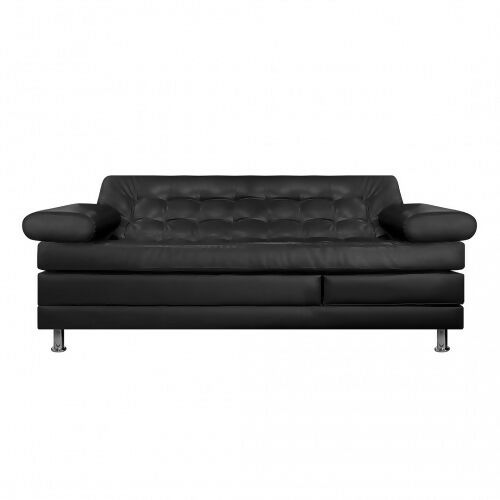 SOFA CAMA MULTIFUNCIONAL EURO 2 PUESTOS CON BRAZOS CUERO SINTÉTICO NEGRO